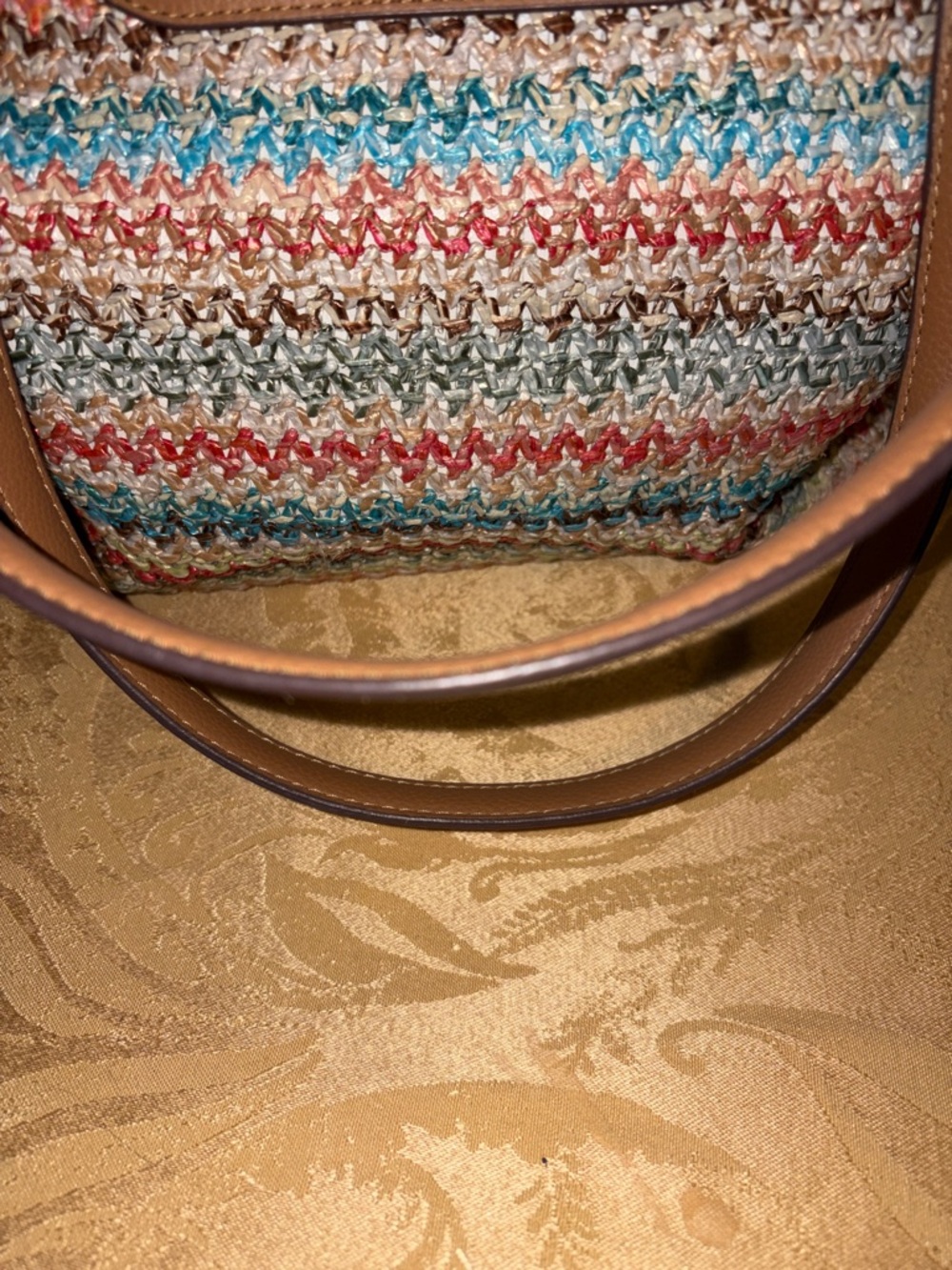 Rosetti Multicolor Crochet Tote with Tan Trim - Picture 5 of 12